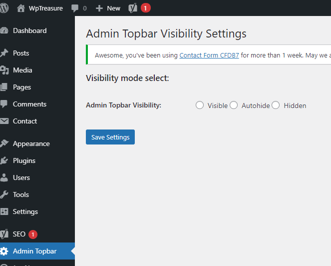 Admin Topbar Visibility – Auto Hide